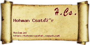Hohman Csatár névjegykártya